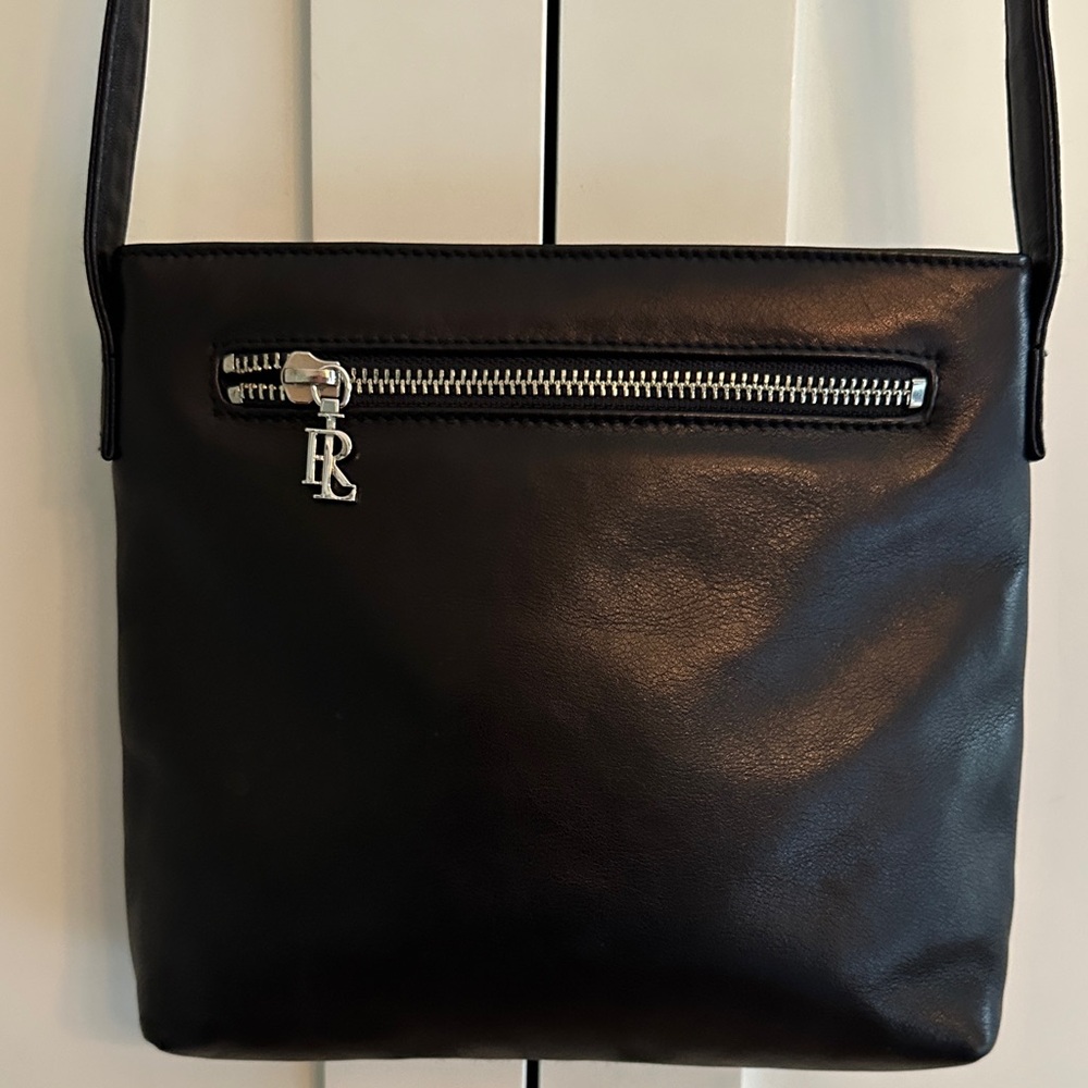 Ralph Lauren Black Leather Crossbody with Silver Hardware